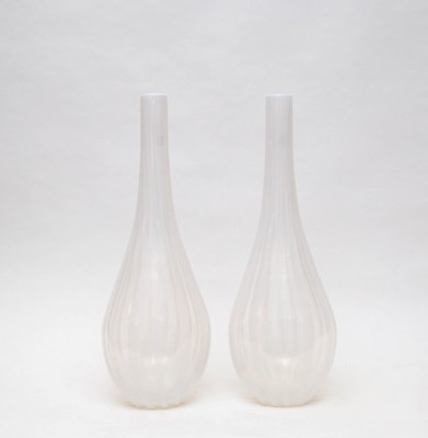 Lot 264 - A large pair of tear-shaped opaline glass...