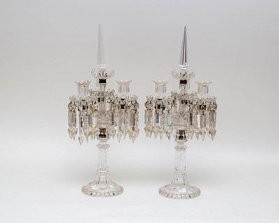 Lot 268 - A pair of Baccarat style three-light...