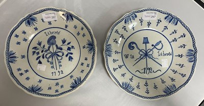 Lot 297 - Two French faience Liberté plates, both with...