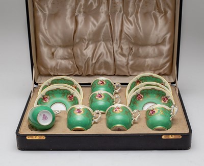 Lot 326 - A Royal Worcester green-ground coffee service...