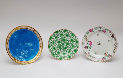 Lot 328 - A Minton Limoges enamel style turquoise ground...