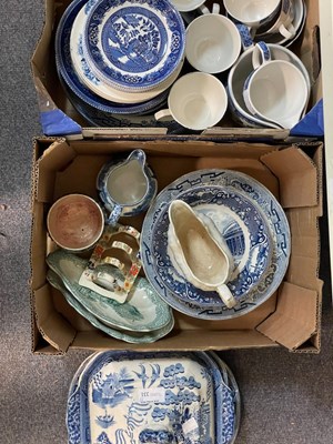 Lot 331 - A collection of Staffordshire blue and white...