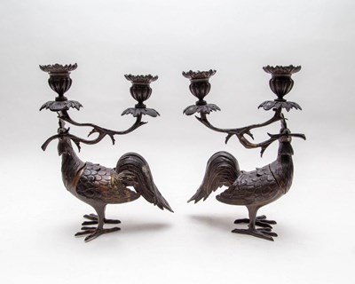 Lot 361 - A pair of 19th Century Japanese bronze...