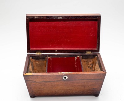 Lot 419 - A tea caddy, 27cm wide and a paint box, 31cm wide