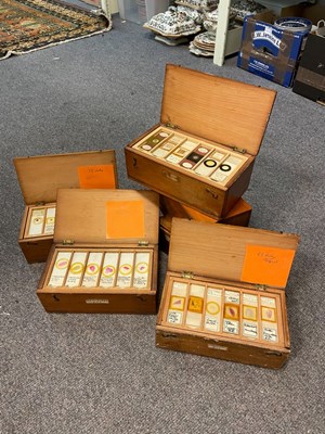 Lot 432 - Six boxes of microscope slides, inorganic (40),...