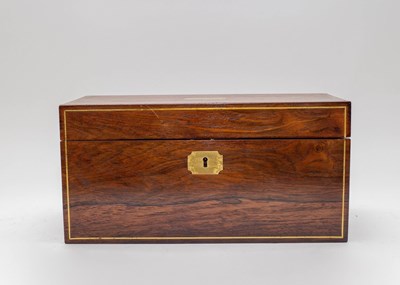 Lot 435 - A Regency rosewood tea caddy, rectangular with...