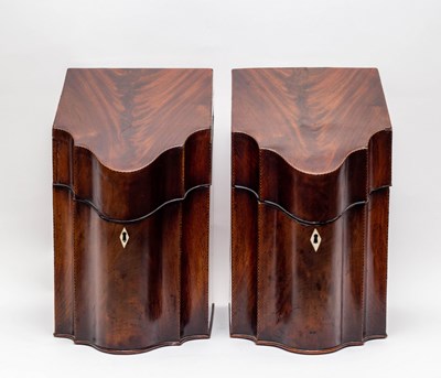 Lot 453 - A pair of Georgian mahogany knife boxes,...