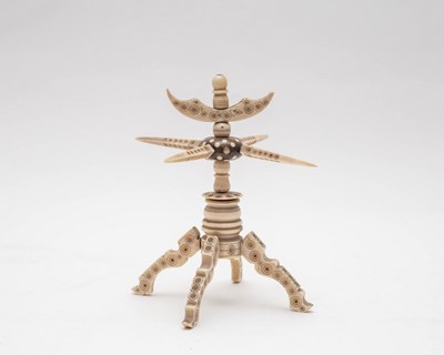 Lot 472 - A French prisoner of war bone ring tree, 16cm...