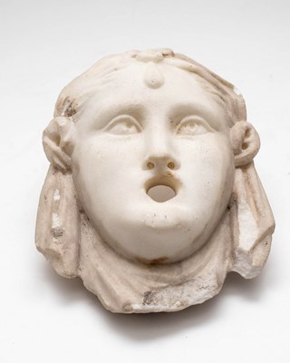 Lot 477 - A marble face mask fountain head, 20cm high