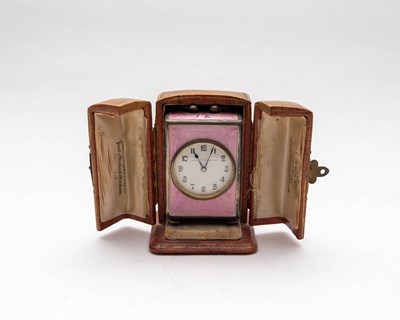 Lot 517 - A French silver-gilt and pink enamel miniature...