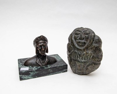 Lot 581 - A bronze bust of Dante on a marble plinth,...