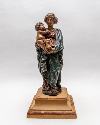 Lot 593 - A polychrome painted figure of the Madonna and...