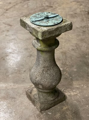 Lot 621 - A sundial on baluster column support, 88cm...