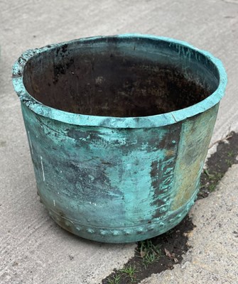 Lot 626 - A large verdigris copper planter, 77cm...