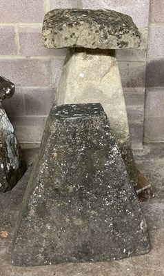 Lot 633 - A large stone staddle stone, 99cm high, and...