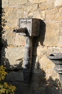 Lot 635 - A lead downpipe hopper moulded with flowers,...