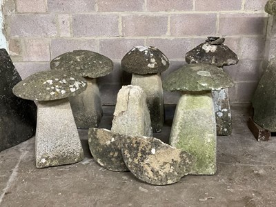 Lot 651 - Six stone staddle stones, various sizes