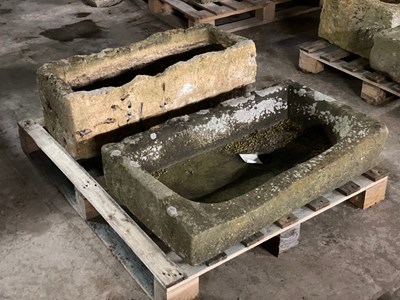 Lot 657 - Two stone troughs, 92cm x 53cm and 88cm x 36cm