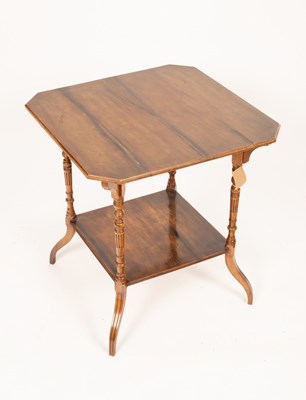 Lot 686 - An Edwardian mahogany square table with canted...