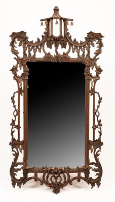 Lot 694 - A Chinese Chippendale style wall mirror, the...