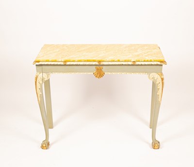 Lot 696 - A faux marble top table with gadroon border on...