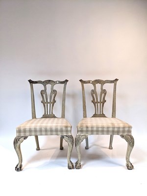 Lot 709 - A pair of 18th Century style painted mahogany...