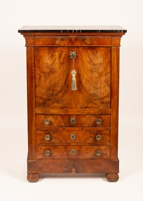 Lot 730 - A Continental walnut escritoire with a marble...