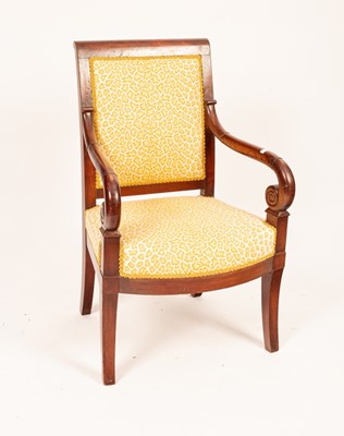 Lot 734 - An Empire style open armchair with upholstered...