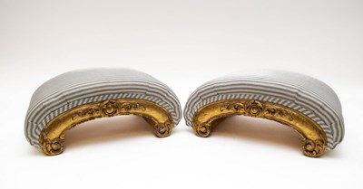 Lot 736 - A pair of crescent-shaped carved gilt wood...