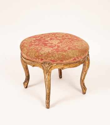 Lot 739 - A circular gilt wood stool of Louis XV style,...