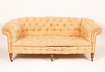 Lot 745 - A late Victorian Chesterfield sofa, on turned...