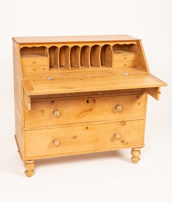 Lot 772 - A pine bureau, 20th Century, the sloping fall...