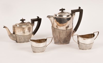 Lot 1 - A Victorian three piece silver tea service,...