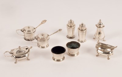 Lot 13 - Various silver cruets comprising two mustard...