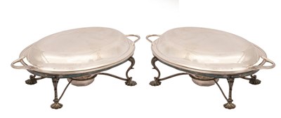 Lot 16 - A pair of George III oval twin-handled silver...