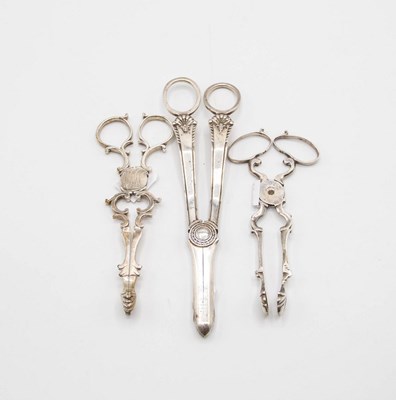 Lot 21 - A pair of silver grape scissors, Garrard & Co,...