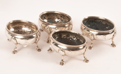 Lot 27 - A set of four Victorian oval silver salts,...