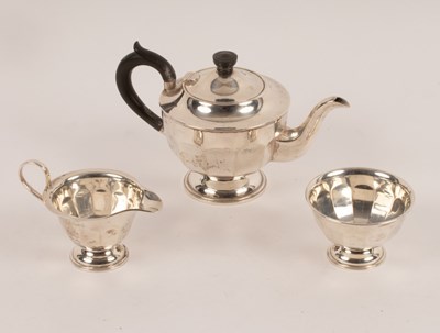 Lot 41 - A three piece silver tea set, Viner's Ltd.,...