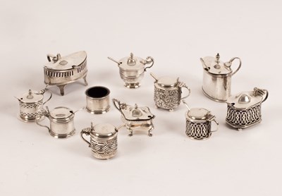 Lot 45 - Eleven assorted silver mustard pots, various...