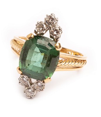 Lot 99 - A contemporary green tourmaline and diamond...