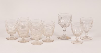 Lot 120 - A set of six cut-glass goblets with diamond...