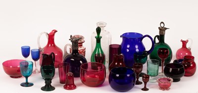 Lot 121 - A collection of coloured glass drink ware, to...