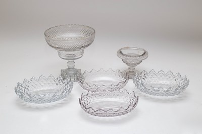 Lot 124 - A circular cut glass footed bowl with diamond,...