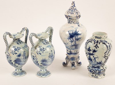 Lot 168 - A pair of modern Delft two-handles vases...