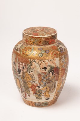 Lot 172 - A Japanese Satsuma lidded vase, decorated with...