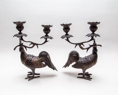 Lot 176 - A pair of 19th Century Japanese bronze...