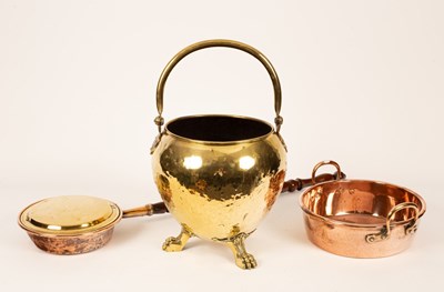 Lot 202 - A 19th Century copper and brass bed warmer...