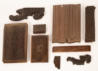 Lot 214 - A quantity of carved oak panels, to include...