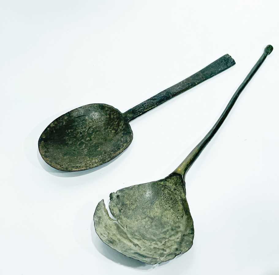 Lot 221 - A Roman bronze spoon, 16.5cm long and