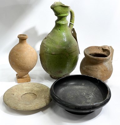 Lot 225 - Collection of Roman pottery to include a black...